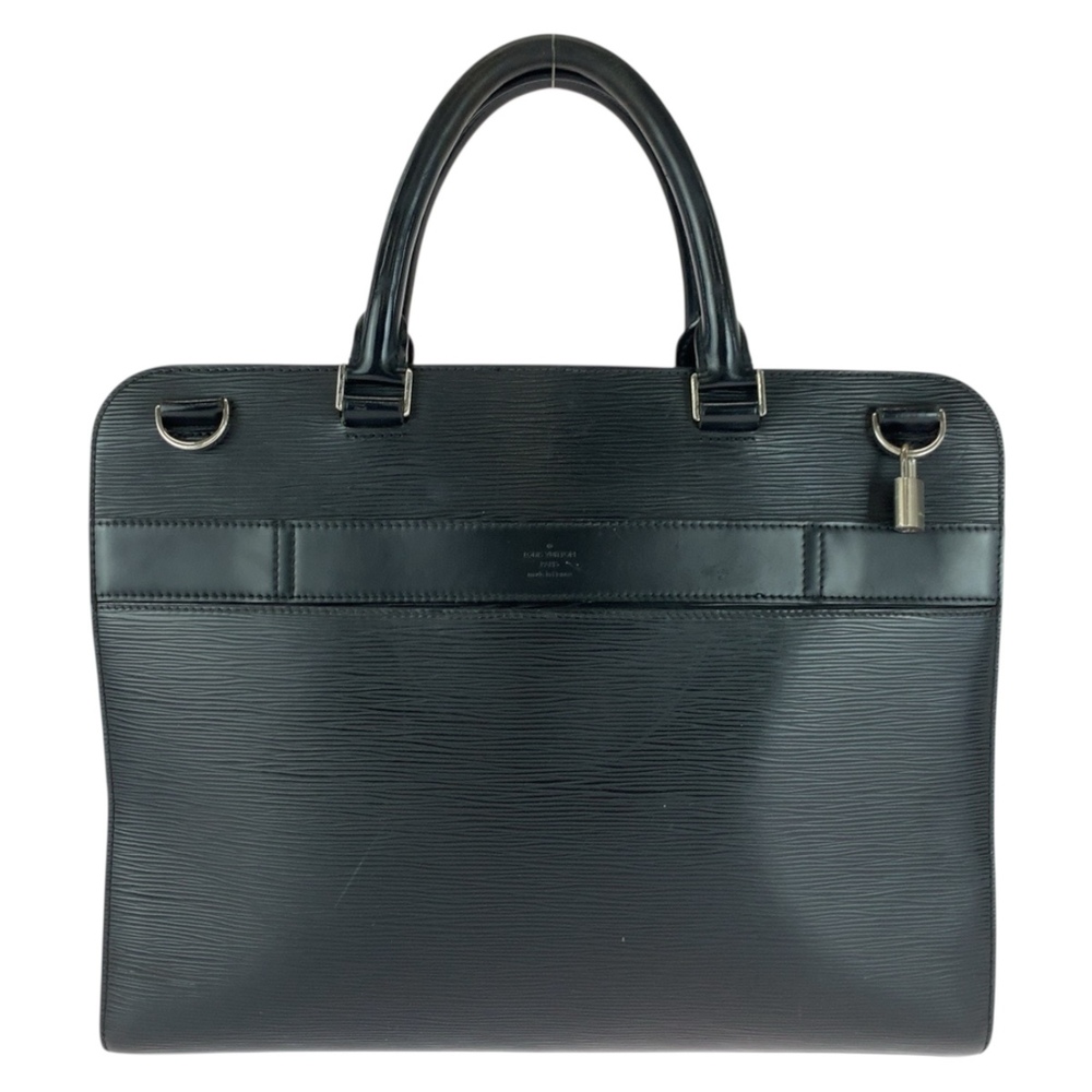 LOUIS VUITTON Epi Bassano GM Noir Black with Silver Hardware and Leather,